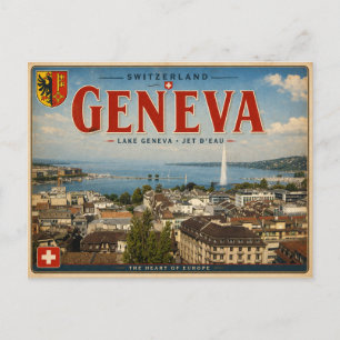 Vintage Genf - Schweiz - Genfersee Postkarte