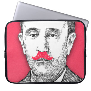 Vintage Gentleman mit lustigem rosa Schnurrbart Laptopschutzhülle