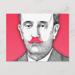 Vintage Gentleman mit lustigem rosa Schnurrbart Postkarte