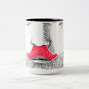 Vintage Gentleman mit lustigem rosa Schnurrbart Zweifarbige Tasse