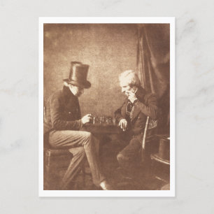 Vintage Gentlemen, die in den 1800ern Schach spiel Postkarte