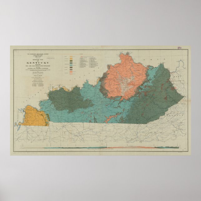 Vintage Geological Map of Kentucky (1920) Poster (Vorne)