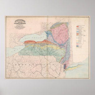 Vintage Geological Map of New York State (1870) Poster