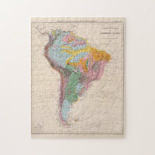 Vintage Geological Map of South America (1873) Puzzle