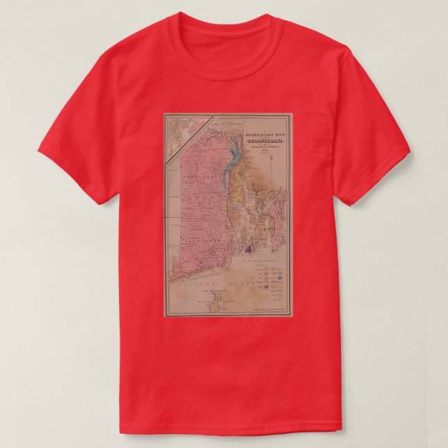 Vintage geologische Karte Rhode Island 1840 T-Shirt (Design vorne)