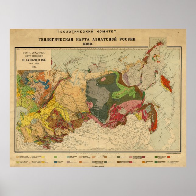 Vintage geologische Karte Russlands (1922) Poster (Vorne)
