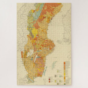 Vintage Geologische Karte Schwedens (1910) Puzzle