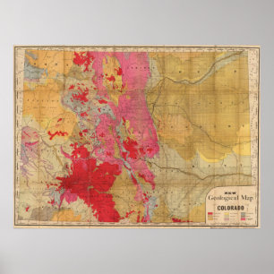 Vintage geologische Karte von Colorado (1879) Poster
