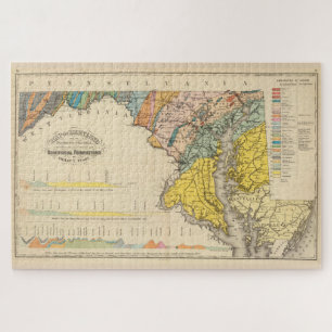 Vintage geologische Karte von Maryland (1873) Puzzle