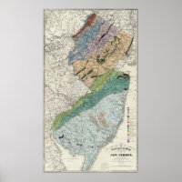 Vintage geologische Karte von New Jersey (1839)