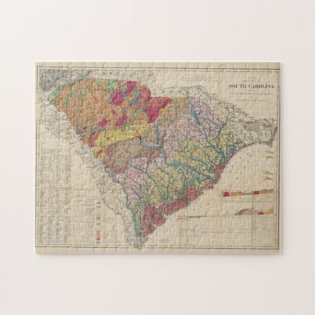 Vintage Geologische Karte von South Carolina (1883 Puzzle (Horizontal)