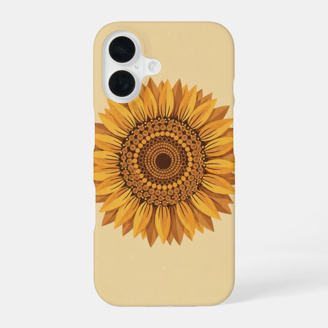 Vintage Geometric Sunflowers iPhone 16 Hülle (Rückseite)