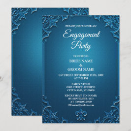 Vintage Geometric Teal Turquoise Engagement party Einladung