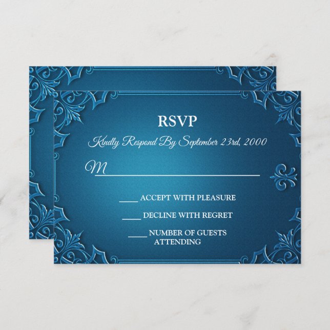 Vintage Geometric Teal Turquoise Party RSVP Card (Vorne/Hinten)