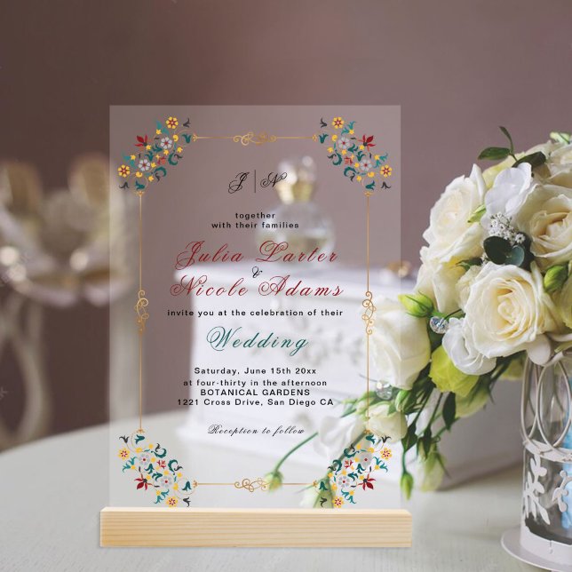 Vintage Geometrie — Klassische Motif Hochzeit Acryleinladungen (Von Creator hochgeladen)