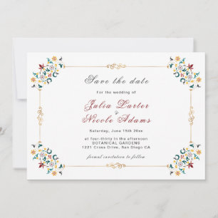 Vintage Geometrie — Klassische Motif Hochzeit Save The Date