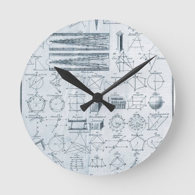 Vintage Geometrie Runde Wanduhr (Vorderseite)