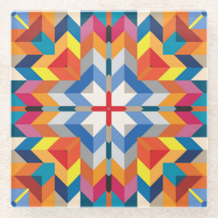Vintage Geometrisch: Skandinavische Farbblöcke Glasuntersetzer