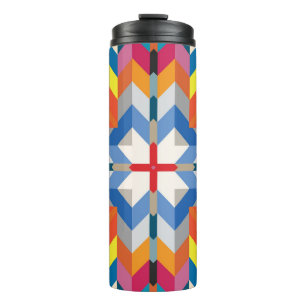 Vintage Geometrisch: Skandinavische Farbblöcke Thermosbecher