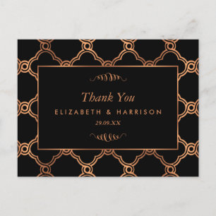 Vintage geometrische Art Deco Gatsby Hochzeit Dank Postkarte