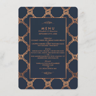 Vintage geometrische Art Deco Gatsby Hochzeitsmenü Menükarte