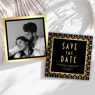 Vintage geometrische Art Deco Hochzeit Foto Save The Date