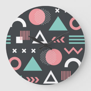 Vintage geometrische Figuren: nahtlose Gestaltung. Große Wanduhr