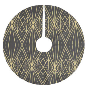 Vintage geometrische Fliesen Goldenes Muster Polyester Weihnachtsbaumdecke