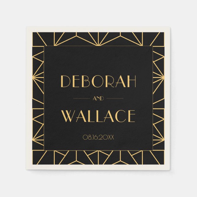 Vintage geometrische Hochzeit des Deko der 1920er  Serviette (Vorderseite)