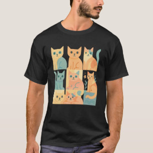 Vintage geometrische Katze abstraktes Kätzchen kla T-Shirt