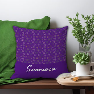 Vintage geometrische Kreislinie lila Name Kissen