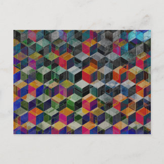Vintage geometrische Kuben Postkarte