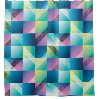 Vintage-Geometrische Quadrate: abstraktes Muster Duschvorhang