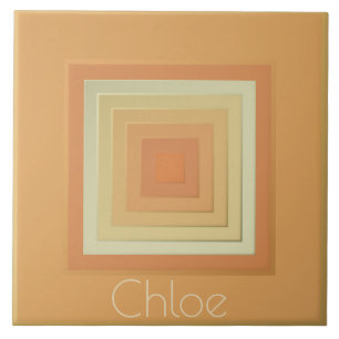 Vintage geometrische Quadrate (weiches Gelb und Or Fliese