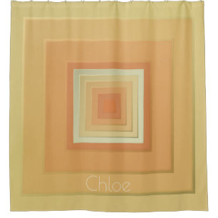Vintage geometrische Quadrate (Weichgelb & orange) Duschvorhang