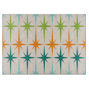 Vintage geometrische Sternenexplosionen Glas-Schne Schneidebrett