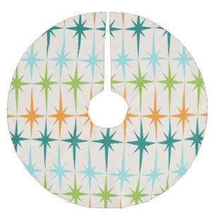 Vintage geometrische Sternenexplosionen Weihnachts Polyester Weihnachtsbaumdecke