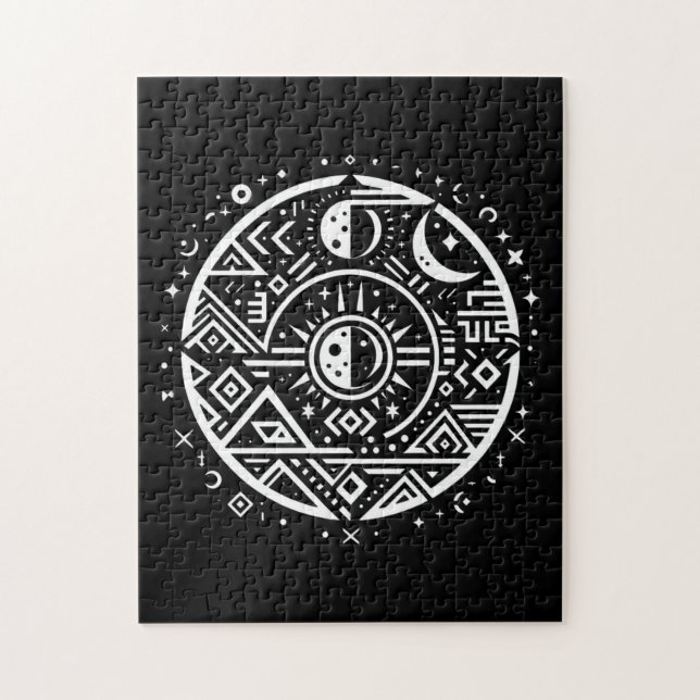 Vintage geometrische Tribalkunst Puzzle (Vertikal)