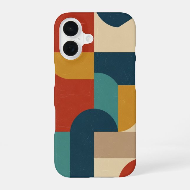 Vintage Geometrischer Blockstapel iPhone 16 Hülle (Rückseite)