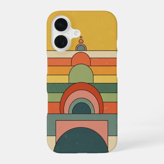 Vintage geometrischer Horizont iPhone 16 Hülle (Rückseite)
