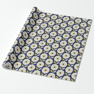 Vintage geometrisches Blumenmuster Geschenkpapier