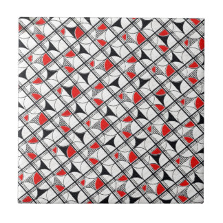 Vintage geometrisches Muster Rot Schwarz Weiß Fliese
