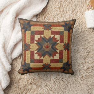 vintage geometrisches Quiltblock-Kunstmuster Kissen