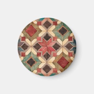vintage geometrisches Quiltblock-Kunstmuster  Magnet