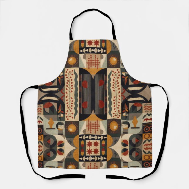 vintage geometrisches Quiltblock-Kunstmuster  Schürze (Vorderseite)