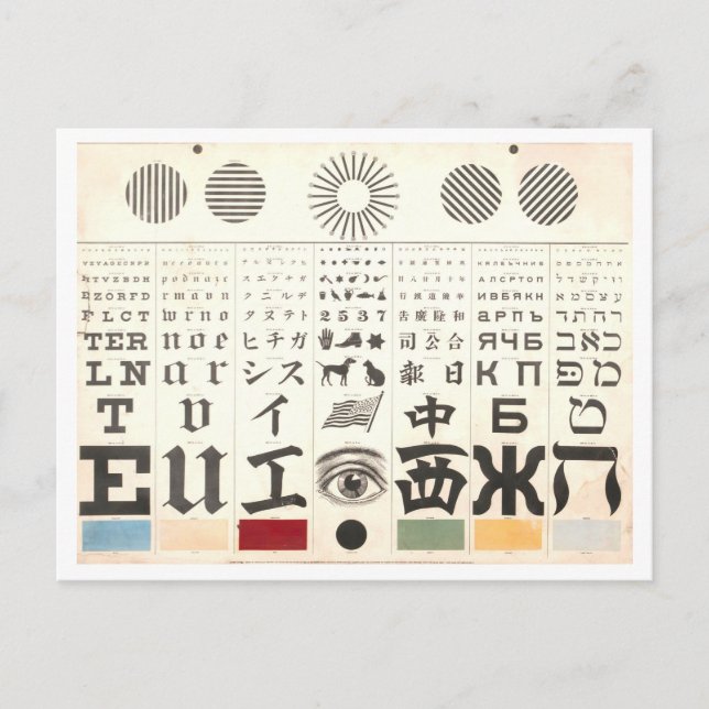 Vintage George Mayerle Augentestdiagramm Postkarte (Vorderseite)