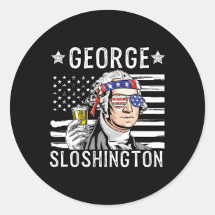 Vintage George Sloshington Patriotischer 4. Juli F Runder Aufkleber
