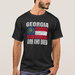 Vintage-Georgia-Flagge In Georgia geboren und aufg T-Shirt