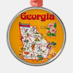 Vintage-Georgia-Kartenornament Ornament Aus Metall