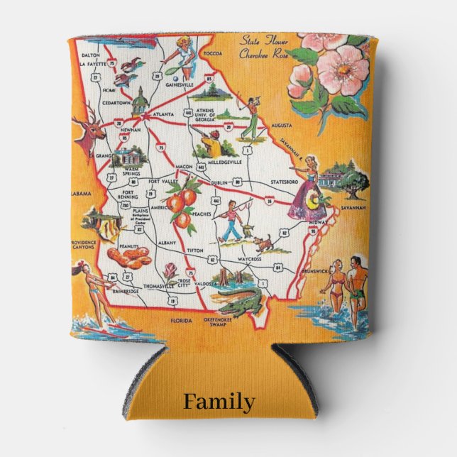 Vintage Georgia Map Dosenkühler (Vorderseite)